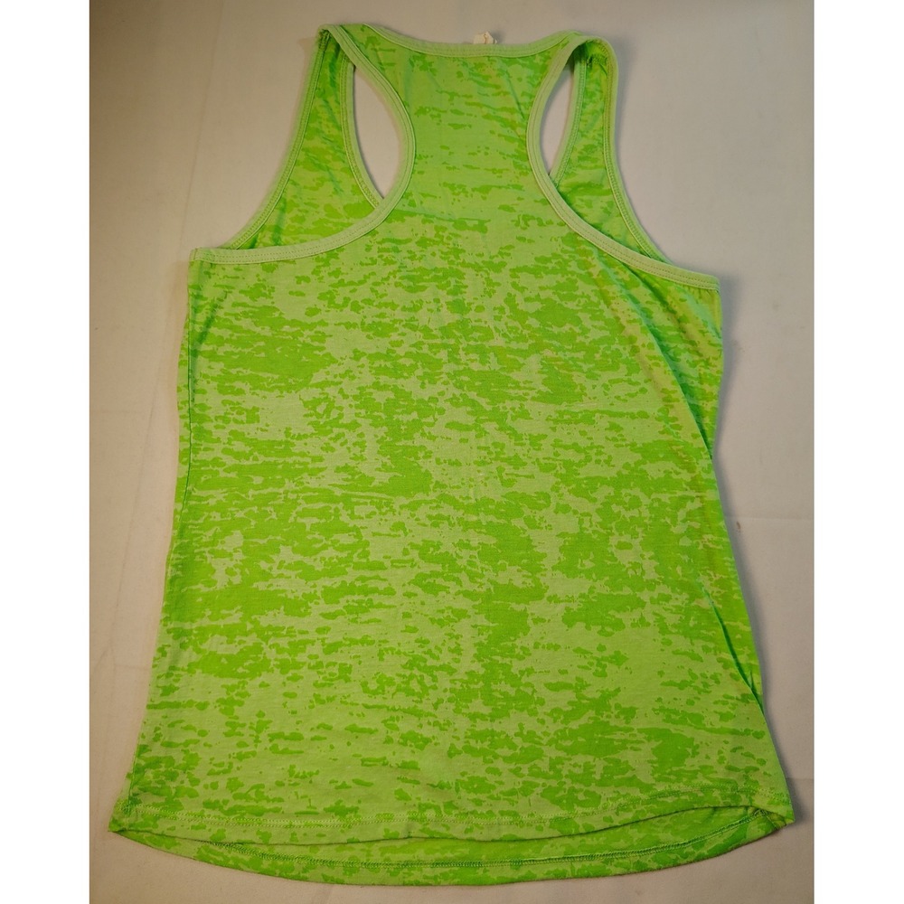 Womens XL Neon Lime Green Burnout Racerback Tank Top Athleisure Gym Activewear - Picture 2 of 6